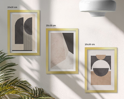 Bilderwand Abstrakte Formen in Beige- und Brauntönen.