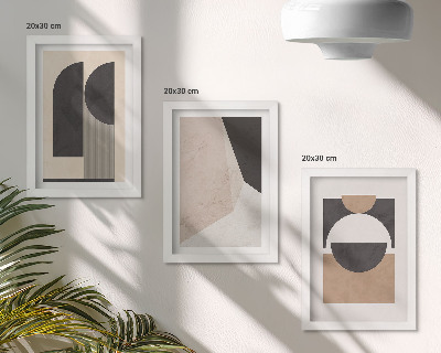 Bilderwand Abstrakte Formen in Beige- und Brauntönen.