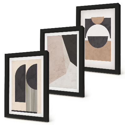 Bilderwand Abstrakte Formen in Beige- und Brauntönen.