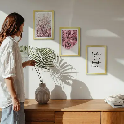 Fototapete mit Blumen, Rosensträußen und handschriftlicher Inschrift