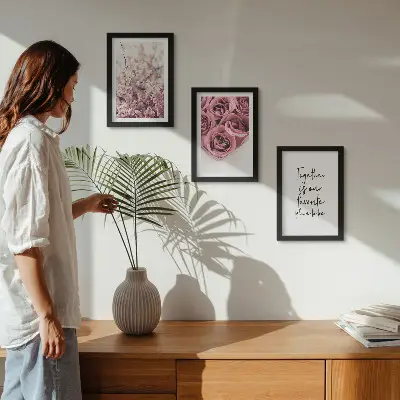 Fototapete mit Blumen, Rosensträußen und handschriftlicher Inschrift