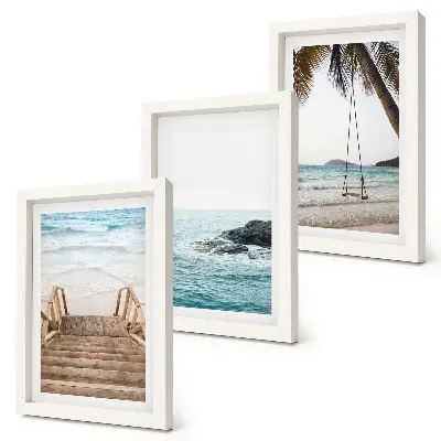 Fotowand Treppe zum Strand mit Meerblick und Palmenschaukel