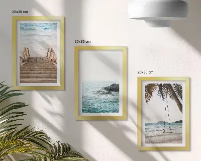 Fotowand Treppe zum Strand mit Meerblick und Palmenschaukel
