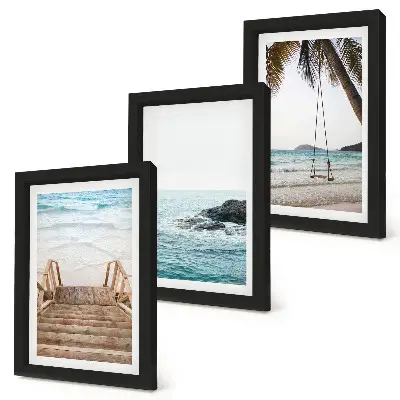 Fotowand Treppe zum Strand mit Meerblick und Palmenschaukel