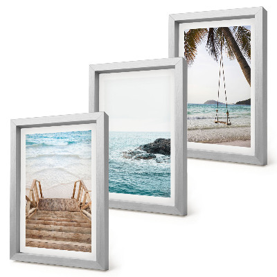 Fotowand Treppe zum Strand, Meerblick und Palmenschaukel