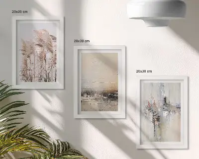 Bilderset mit Rahmen natürliche Vegetation und abstrakte Muster in gedeckten Farben