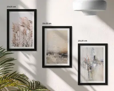 Bilderset mit Rahmen natürliche Vegetation und abstrakte Muster in gedeckten Farben