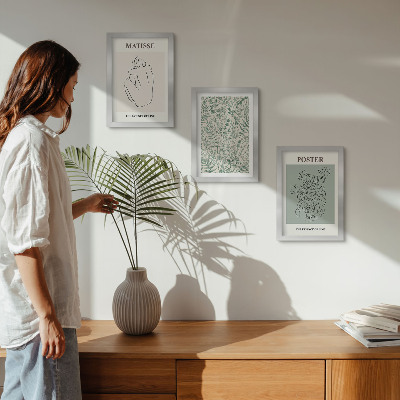 Bilderset mit rahmen Linien und Pflanzenmuster im minimalistischen Stil