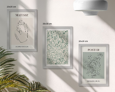 Bilderset mit rahmen Linien und Pflanzenmuster im minimalistischen Stil
