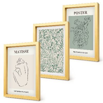 Bilderset mit rahmen Linien und Pflanzenmuster im minimalistischen Stil