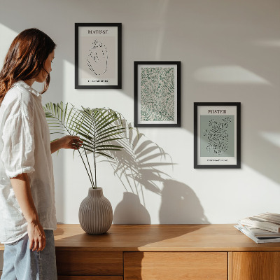 Bilderset mit rahmen Linien und Pflanzenmuster im minimalistischen Stil
