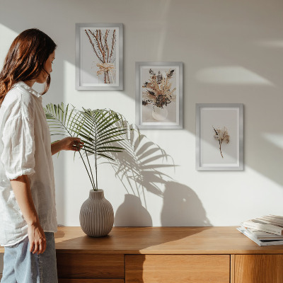 Bilderset mit rahmen Blumen und Zweige im minimalistischen Naturstil