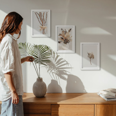 Bilderset mit rahmen Blumen und Zweige im minimalistischen Naturstil