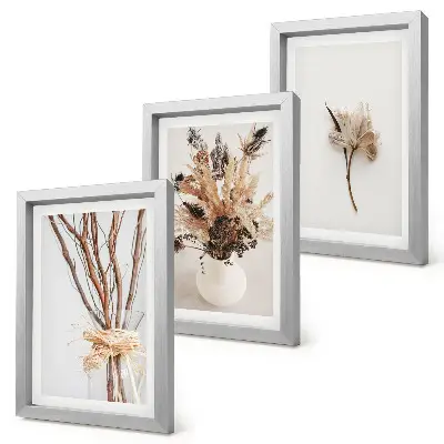 Blumen und Zweige im minimalistischen Naturstil Bilderset mit Rahmen