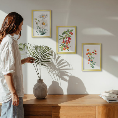 Bilderwand Blumenkompositionen im Retro-Vintage-Stil