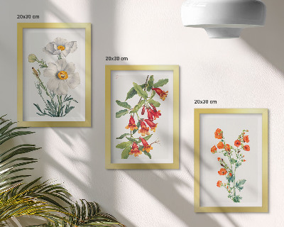 Bilderwand Blumenkompositionen im Retro-Vintage-Stil