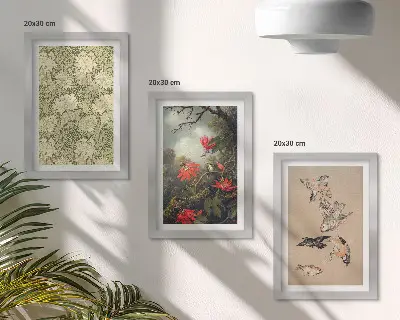 Fotowand mit Blumen und Vögeln in natürlicher Umgebung