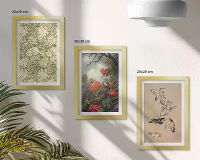 Fotowand mit Blumen und Vögeln in natürlicher Umgebung
