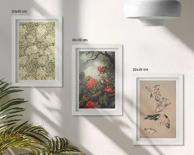 Fotowand mit Blumen und Vögeln in natürlicher Umgebung