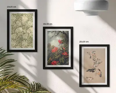 Fotowand mit Blumen und Vögeln in natürlicher Umgebung