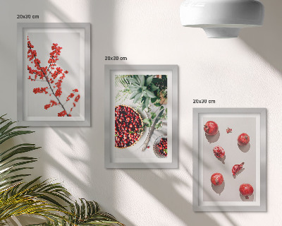 Bilderset mit rahmen Rote Früchte und Pflanzen im minimalistischen Stil