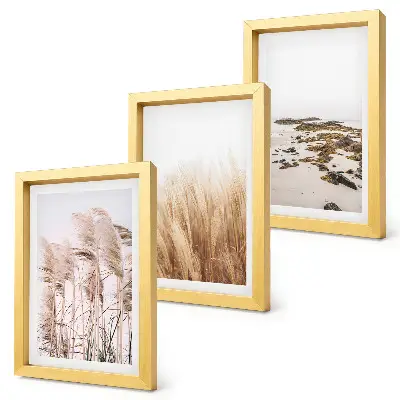 Bilderwand mit Pampasgrasfeldern und Boho-Strandmotiv