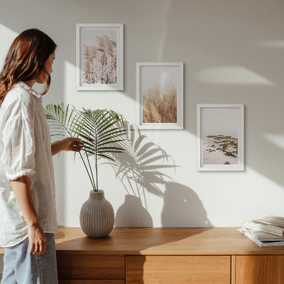 Bilderwand Pampasgrasfelder und ein Boho-Strand