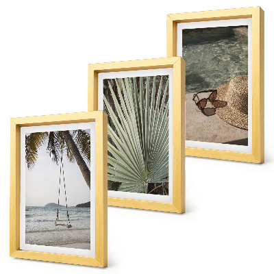 Bilderset mit rahmen Strandurlaub mit Palmenschaukel