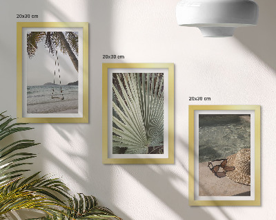 Bilderset mit rahmen Strandurlaub mit Palmenschaukel