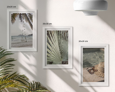 Bilderset mit rahmen Strandurlaub mit Palmenschaukel