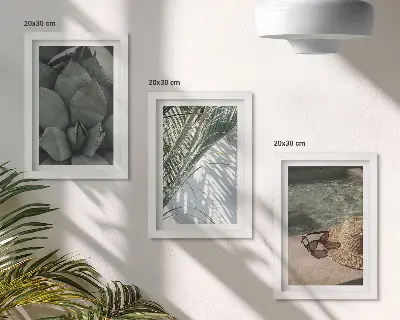 Bilderwand mit tropischen Pflanzen und sommerlichen Urlaubsakzenten