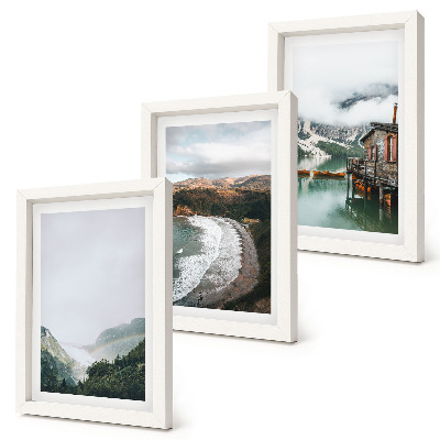 Fotowand Berg- und Strandblick mit Wolken und Wasser