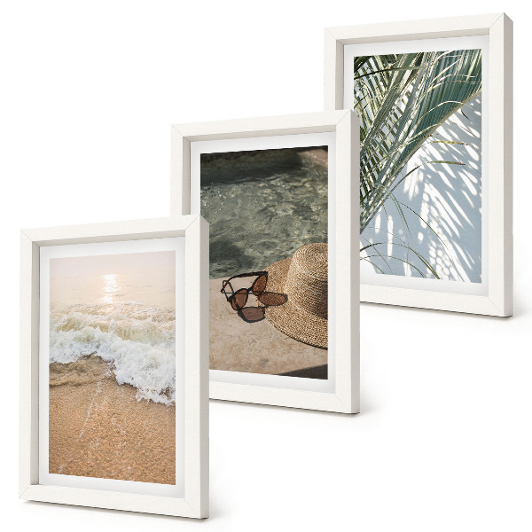 Bilderwand Wasserstrandhut und Sonnenbrille Blätter