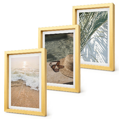 Bilderwand Wasserstrandhut und Sonnenbrille Blätter