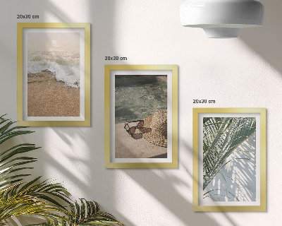 Bilderwand Wasserstrandhut und Sonnenbrille Blätter