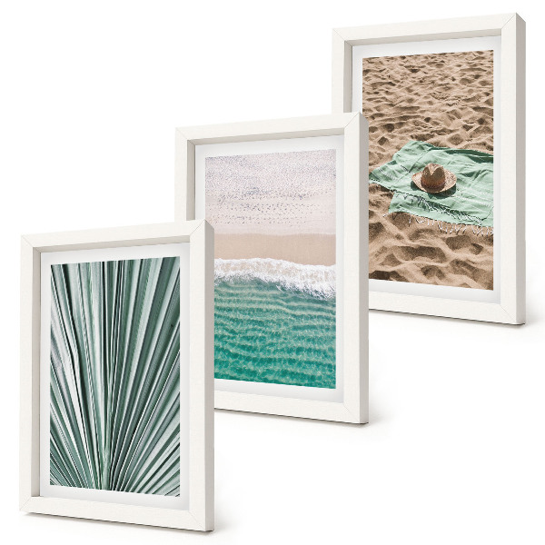 Bilderset mit rahmen Sommerurlaubsansichten am Strand am Meer