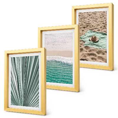 Bilderset mit rahmen Sommerurlaubsansichten am Strand am Meer