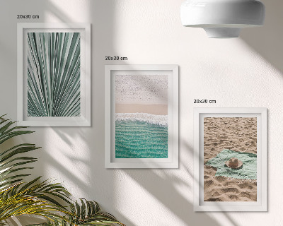 Bilderset mit rahmen Sommerurlaubsansichten am Strand am Meer