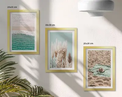 Fotowand mit Motiv von Strandwellen, Gras, Hut und Sand zur Entspannung in der Natur