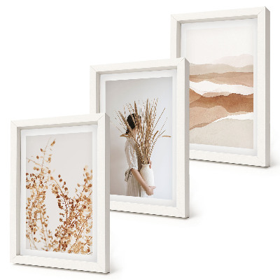Bilderwand Pflanzenmotive im abstrakten, rustikalen Boho-Stil