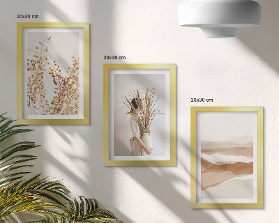 Bilderwand Pflanzenmotive im abstrakten, rustikalen Boho-Stil