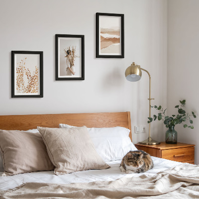 Bilderwand Pflanzenmotive im abstrakten, rustikalen Boho-Stil