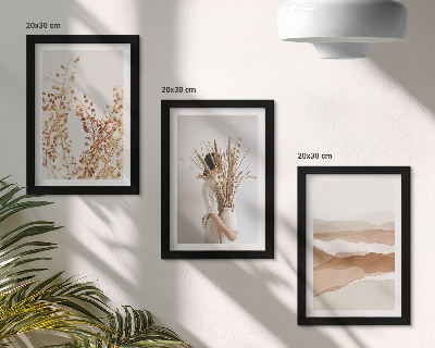Bilderwand Pflanzenmotive im abstrakten, rustikalen Boho-Stil