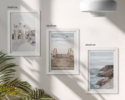 Bilderwand Blick auf das Meer und die Architektur von Santorin vor dem Himmel