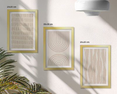 Bilderset mit rahmen Abstrakte Muster in Beige- und Weißtönen