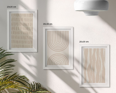 Bilderset mit rahmen Abstrakte Muster in Beige- und Weißtönen