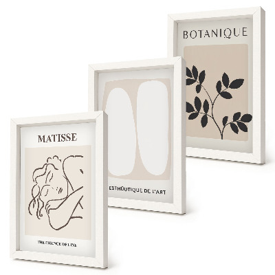Bilderset mit rahmen Stilvolle minimalistische Gemälde mit Pflanzenmotiven von Matisse