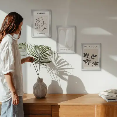 Bilderset mit Rahmen stilvolle minimalistische Matisse Gemälde mit Pflanzenmotiven