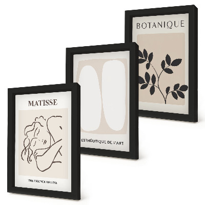 Bilderset mit rahmen Stilvolle minimalistische Gemälde mit Pflanzenmotiven von Matisse