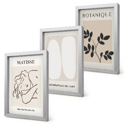 Bilderset mit rahmen Stilvolle minimalistische Gemälde mit Pflanzenmotiven von Matisse